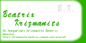 beatrix krizmanits business card